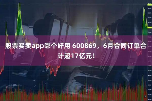 股票买卖app哪个好用 600869，6月合同订单合计超17亿元！